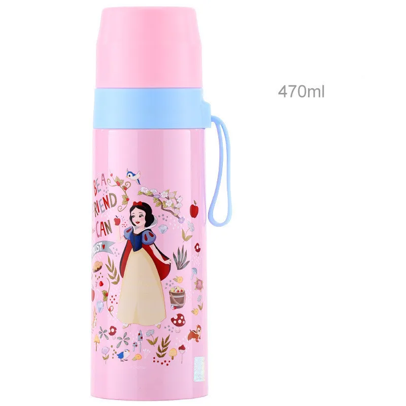 Pink Princess 6128 Дисней мультфильм термос чашки детей 304 нержавеющая сталь питьевой чашки Простые Модные студентов с веревкой прямой напиток чашки - Цвет: Pink Princess 6128