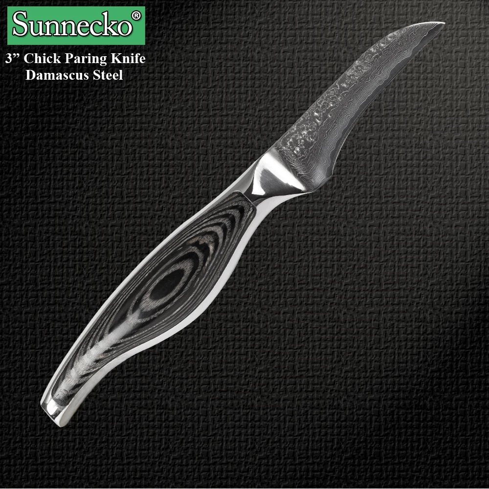 Sunnecko 3 &quotдюймов пилинг Ножи японский VG10 core лезвие Дамаск Сталь Кухонные ножи Sharp