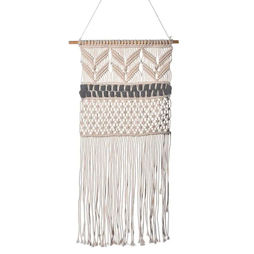 Настенный с кисточками богемный гобелен из макраме тканый ручной работы вязаный