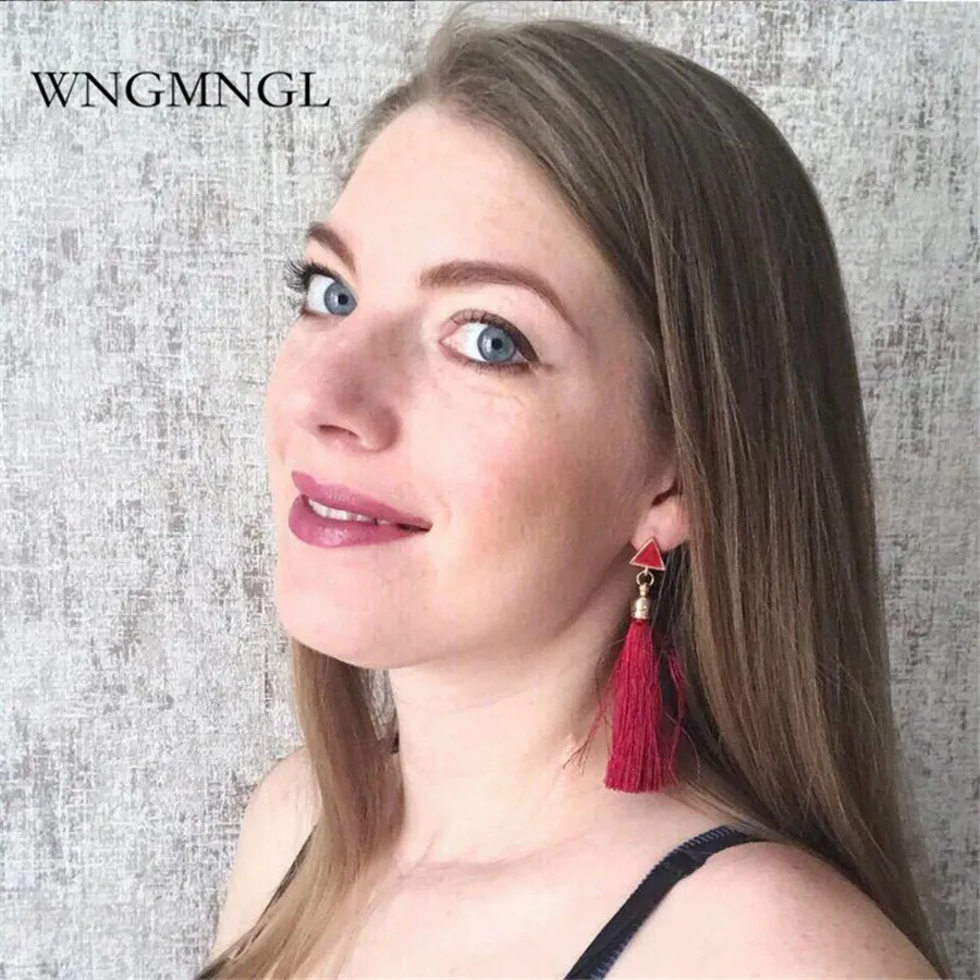 Женские серьги кисточки со стразами WNGMNGL роскошные в богемном стиле для