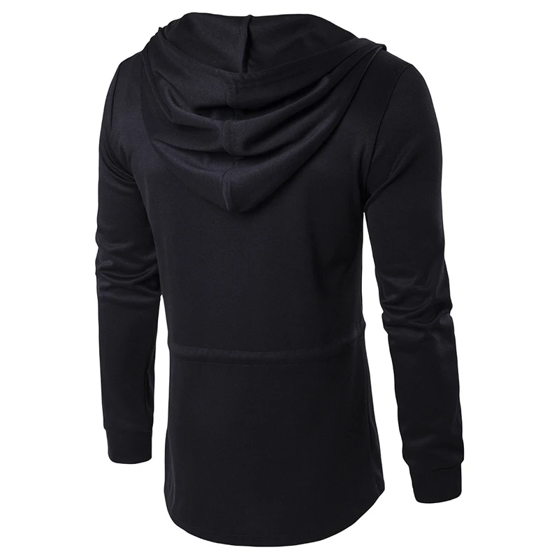 Men Hooded Sweatshirts with Black Gown Hip Hop Mantle Hoodies Fashion Jacket Long Sleeves Cloak Man's Coats Casual Solid Sweats|mens hooded