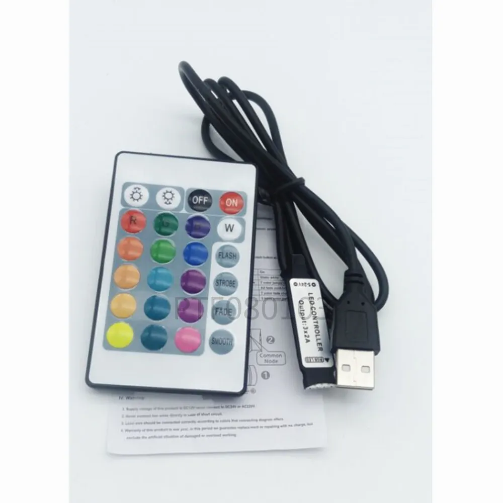 

USB RGB remote Controller 5-24V IR 24key Wireless Led Dimmer 4Pin Female connector for 5V 5050 3528 RGB Led USB strip light