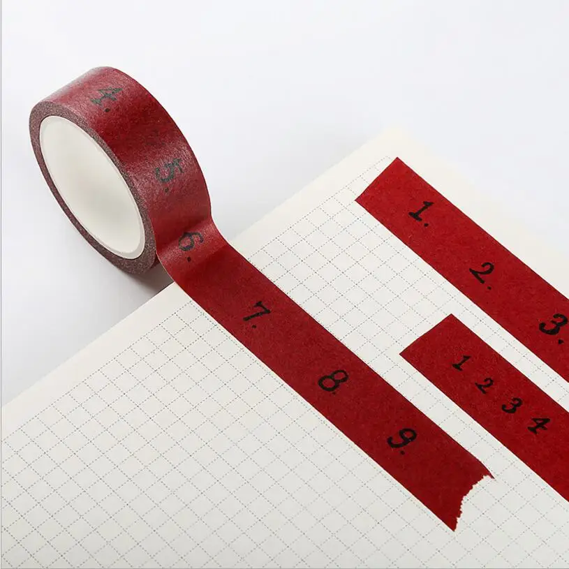 Красная клейкая лента для Зачарованного номера кавайный дневник скрапбукинг