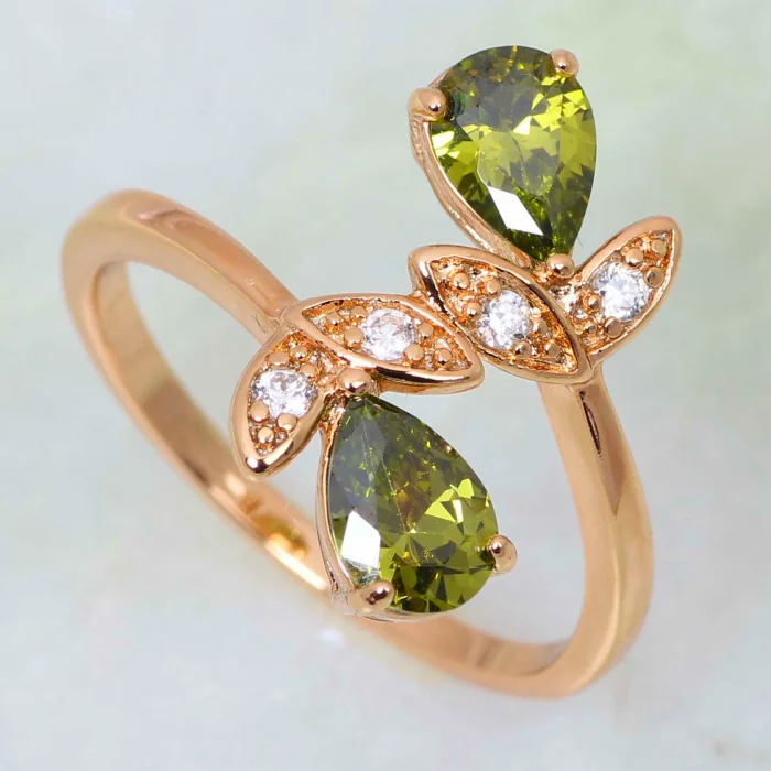 Новый 2019 кольца для Для женщин зеленый фианит Модные украшения кольцо из желтого