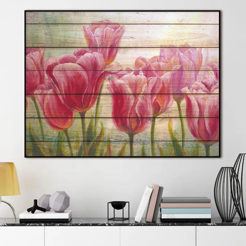 Картина на холсте настенная живопись с принтом цветов и бабочек домашний декор