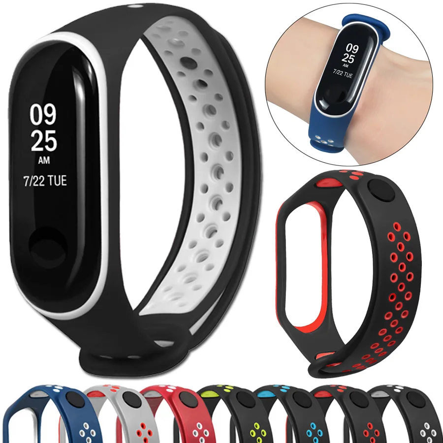 Для Xiaomi Mi Band 4 Miband 3 дышащие спортивные силиконовые часы ремешок браслет сменный