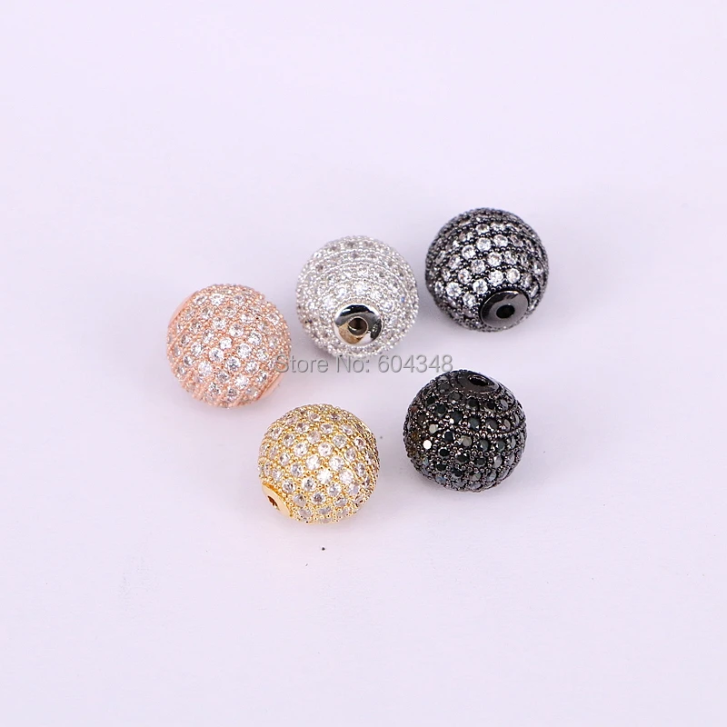 10 шт. круглые бусины с фианитом 12 мм отверстие 2 мм|micro pave|round beadsbeads jewelry making |