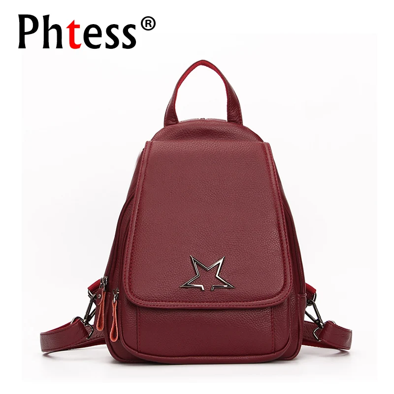 Женский многофункциональный рюкзак винтажный кожаный дизайнерский однотонный