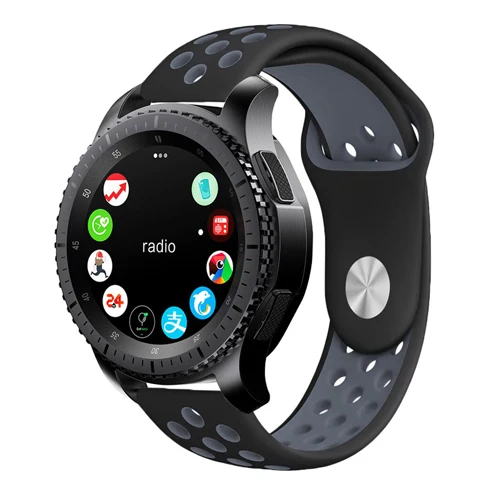 black gray 22 мм 20 мм ремешок для часов samsung galaxy watch active 46 мм gear S3 frontier 42 мм huawei watch gt ремешок силиконовый ремешок для часов - Цвет ремешка: black gray