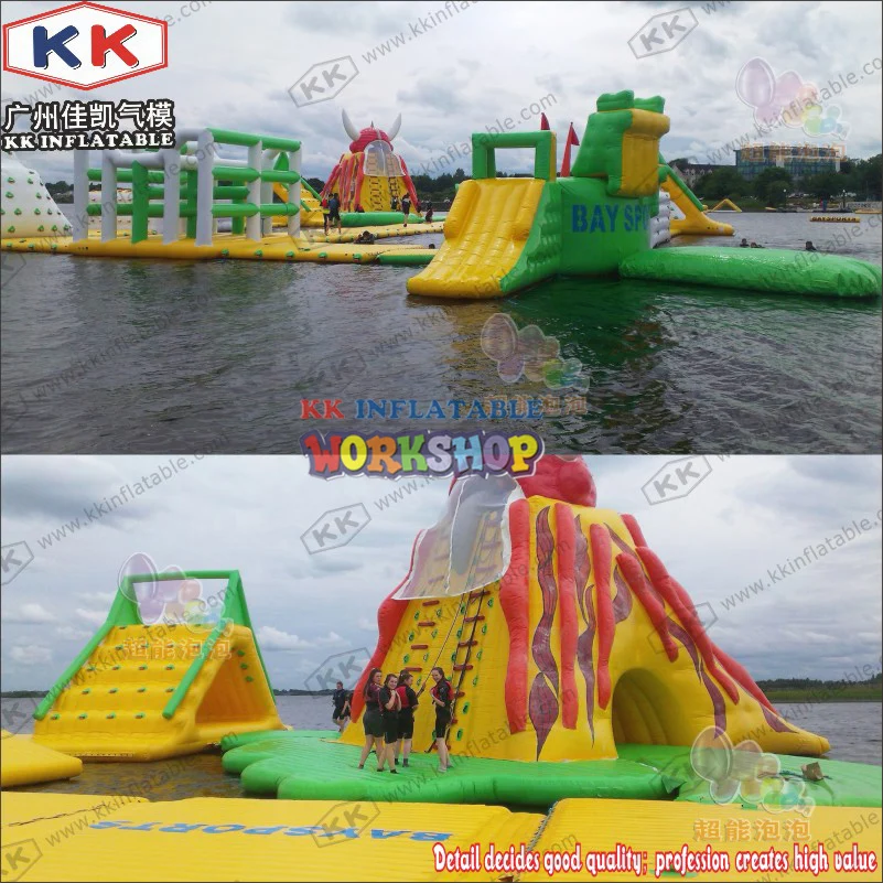 Kopen Groen Geel Rood Opblaasbare Water Park Drijvende Lucht Opblaasbare Water Eiland