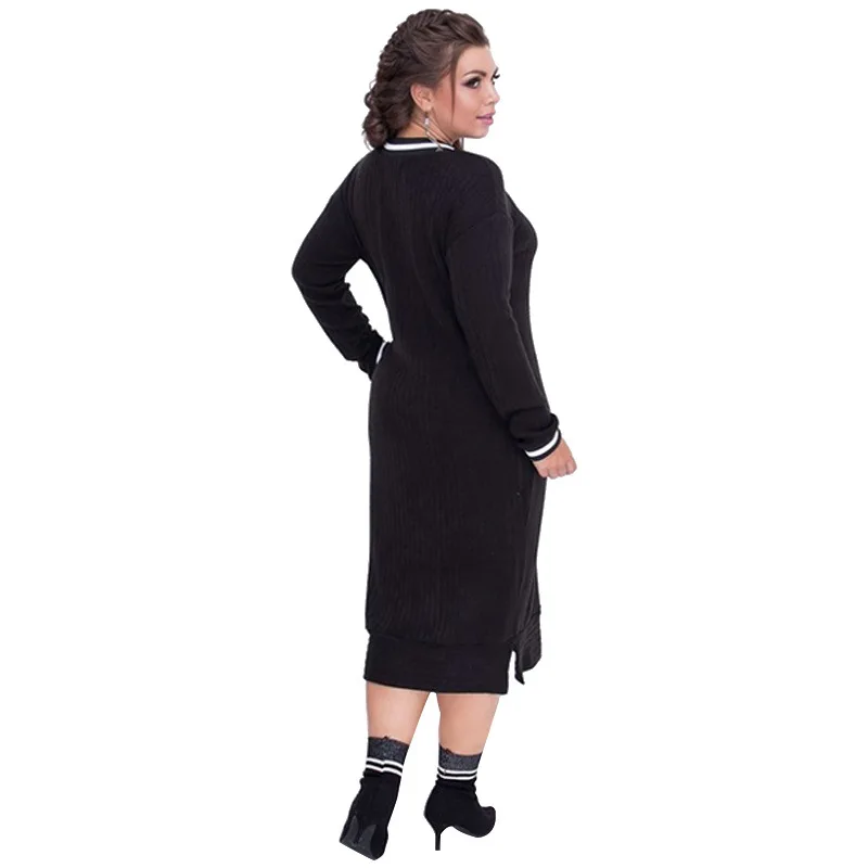 TUHAO Весна размера плюс 6XL 5XL 4XL элегантные черные офисные Повседневные платья большого размера Женская одежда большого размера вязаное платье JLSM
