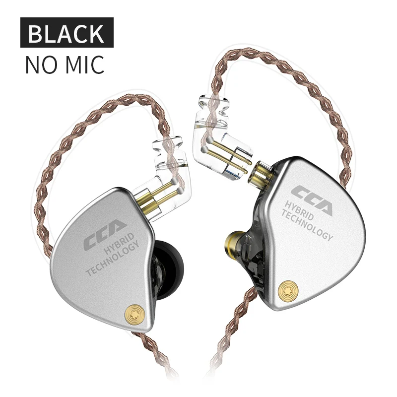 CCA CA4 1BA+ 1DD гибридные наушники в ухо HIFI DJ монитор Спорт Бег сцена IEM 2 Привод гарнитура съемный 2Pin кабель - Цвет: Black no mic