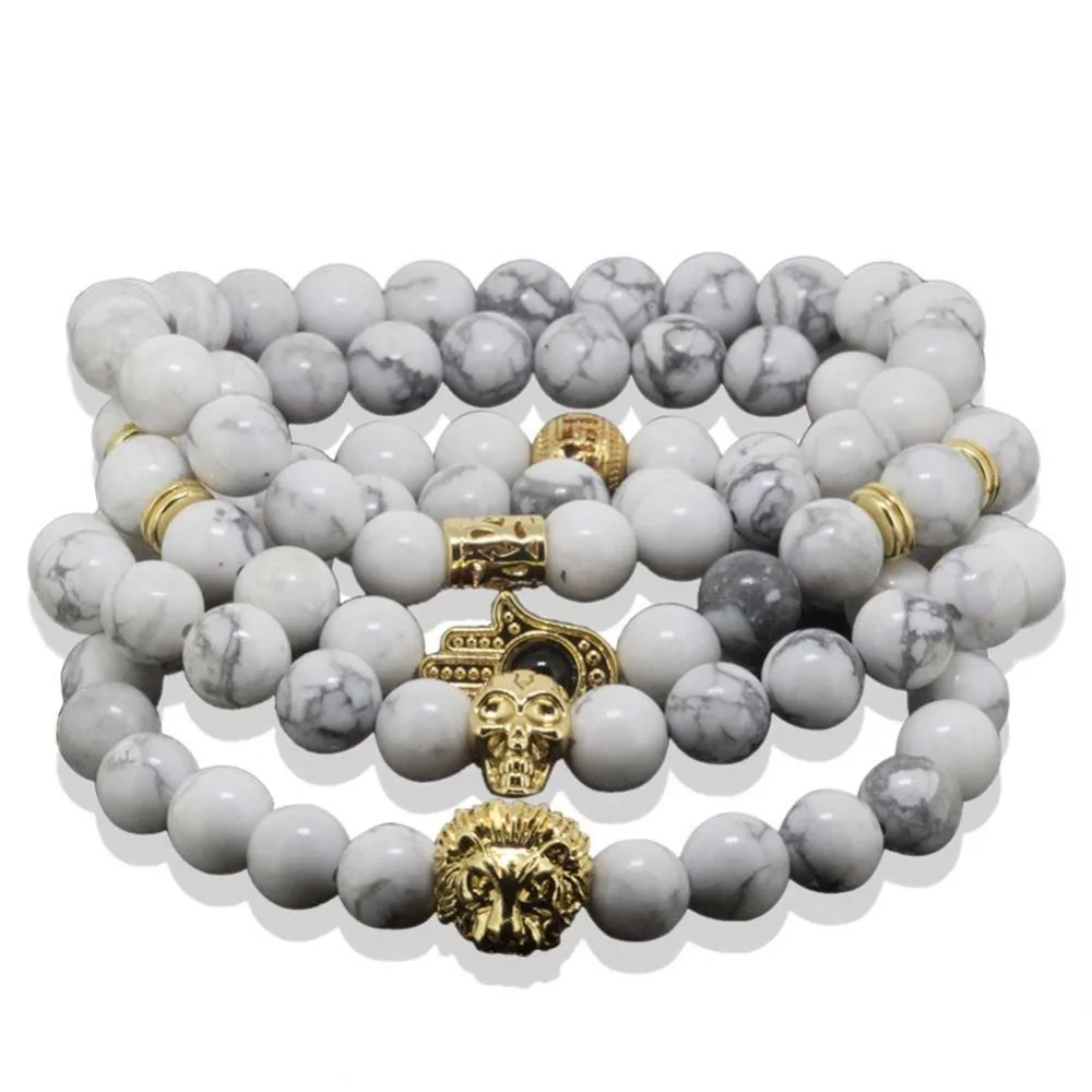 Браслет Будда из натурального камня Йога череп браслеты для мужчин и женщин