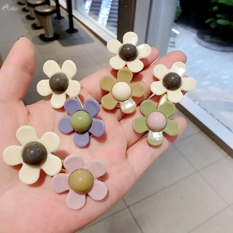 AOMU, Корея, милые, ручной работы, плетеные, смола, Маргаритка, заколки для волос, контрастный цвет, цветок, шпилька для женщин, ювелирные аксессуары