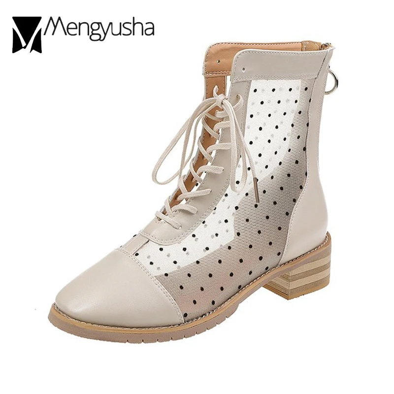 Короткие ботинки на шнуровке Сезон зима 2019 Модные дышащие ботильоны молнии с