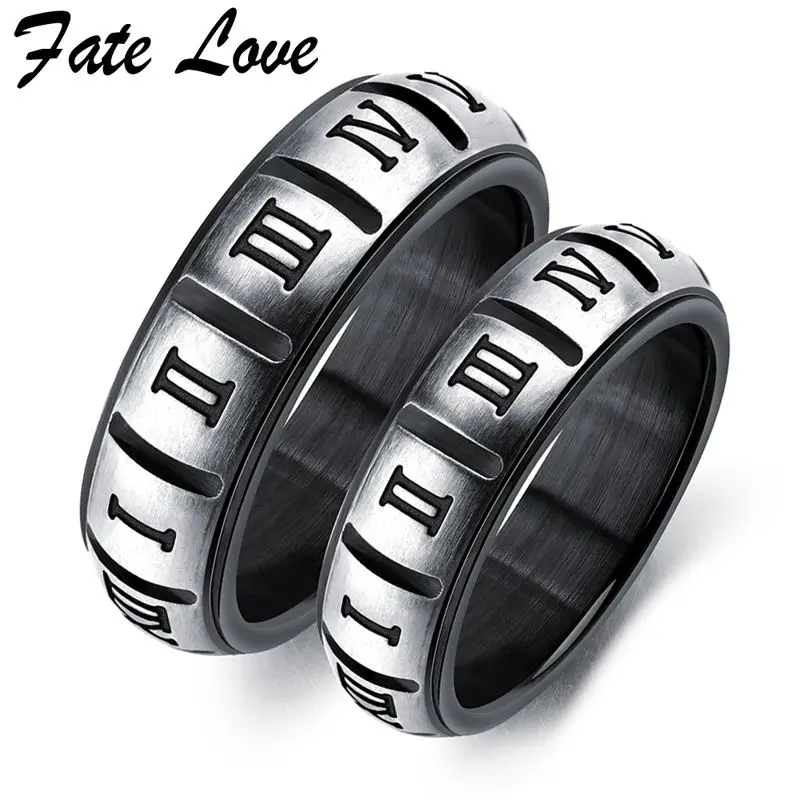 Кольца Fate Love для влюбленных пар черные римские цифры модные ювелирные изделия