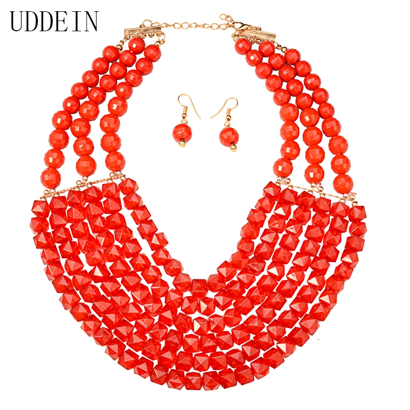 UDDEIN нигерийский Свадебный индийский набор ювелирных изделий многослойное
