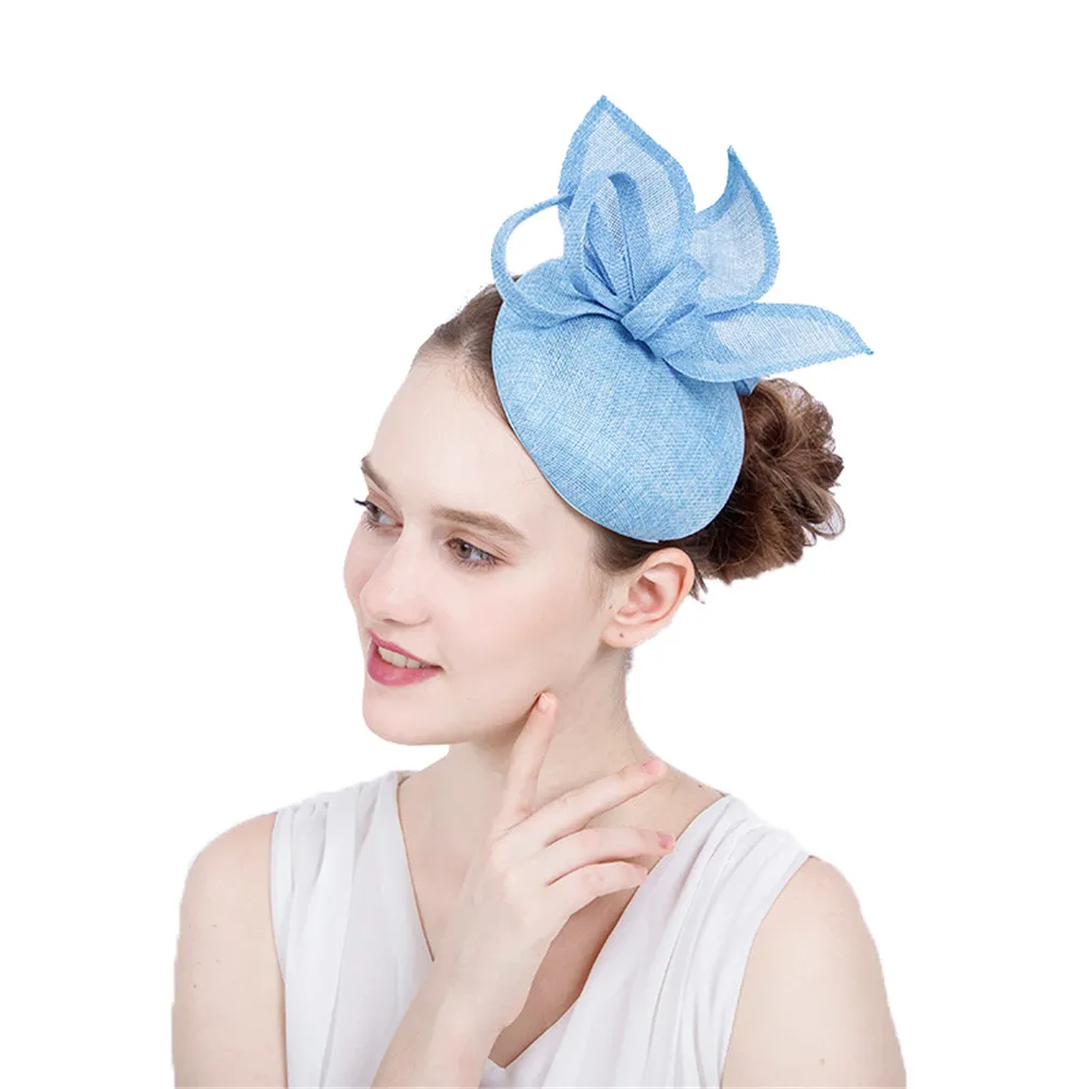 Women Hair Accessories Imitation Sinamay Fascinator Base Hat Millinery for Wedding Church Cocktail Headpiece Hair Clip 16 Colors