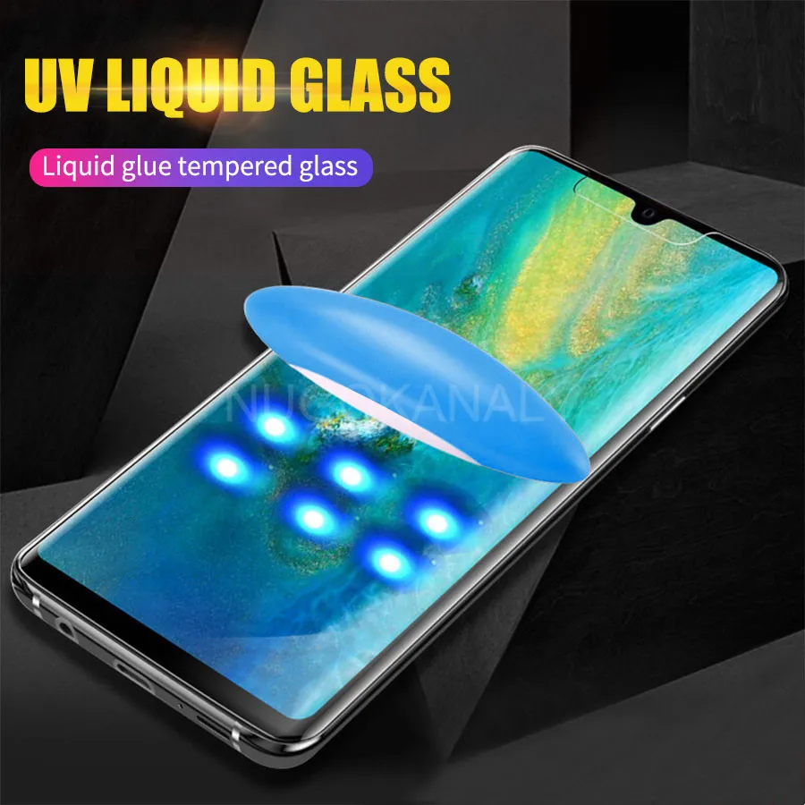 УФ жидкое 3D изогнутое полное Клей закаленное стекло для HUAWEI P30 P20 mate 20 Lite Pro Защитная пленка для полного покрытия
