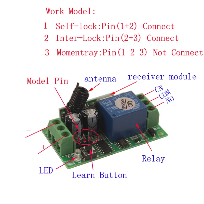 Sleeplion 12V 1CH 10A RF Беспроводной переключатель системы дистанционного управления