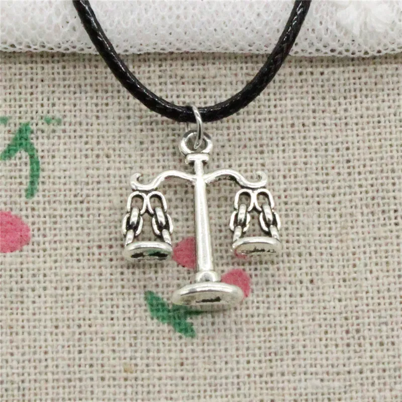 New Fashion Antique Silver Charms libra scales of justice 22*17mm Pendant Necklace Black Leather Cord Hand made Jewelry | Украшения и
