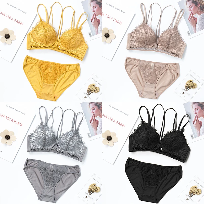 Женский комплект с бюстгальтером пуш ап из мягкого нижнего белья и трусиков