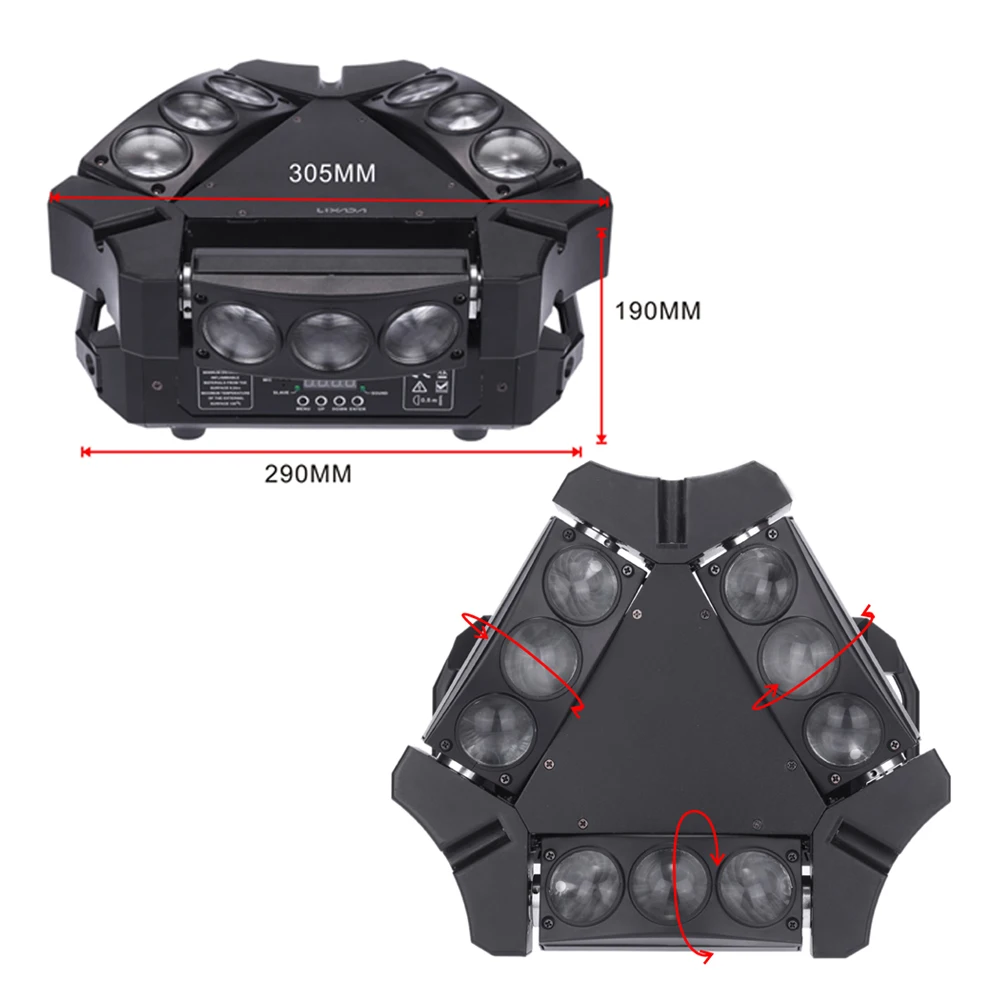 9 светодиодов RGBW DMX512 Звуковое управление Автоматическое вращение 16/48 каналов