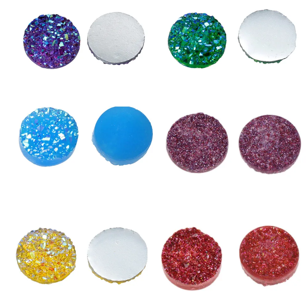 8 сезонов drusy Смола купольное уплотнение круглый кабошон мятный зеленый AB цвет/фиолетовый/красный/зеленый/синий/желтый 12 мм(4/") Диаметр, 20 шт