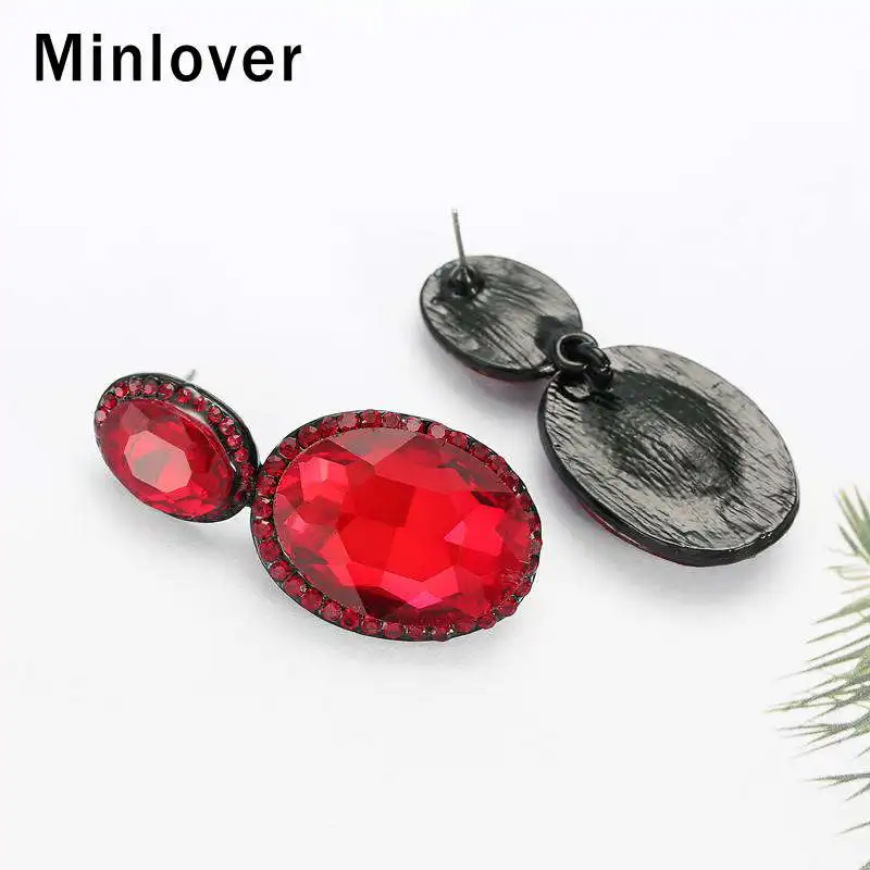 Женские Геометрические длинные серьги Minlover с крупными стразами 4 цвета 2019 |