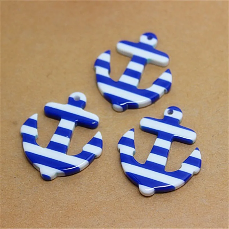 

10pcs 33*28mm stripe anchor nautical sailor resin flatback cabochon for DIY jewelry/craft decoration