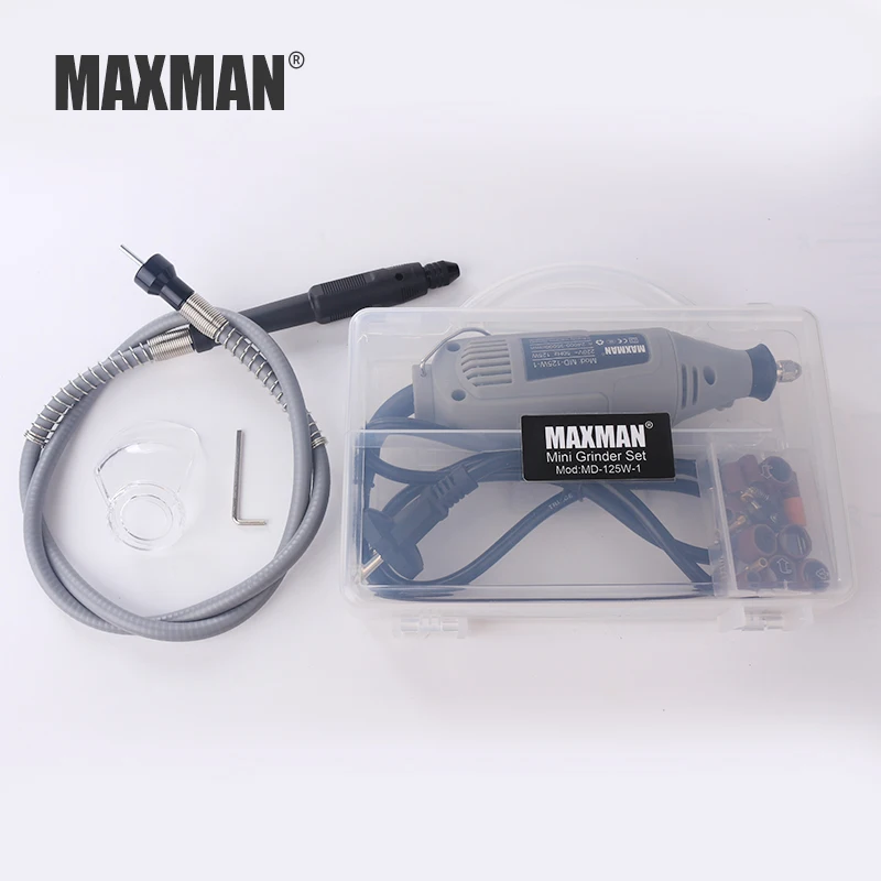 MAXMAN Мини электрическая дрель шлифовальный станок Инструменты 220 В роторные электроинструменты точилка для дрели ручка для гравировки по дереву многофункциональная - Цвет: HDM-125RSET5