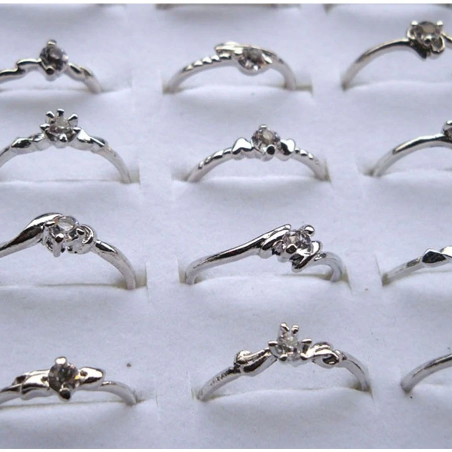 10Pcs/lots Wholesale Jewelry Mixed Style Tibet Silver Vintage Rings For Women Girls Crystal midi rings Small Size | Украшения и