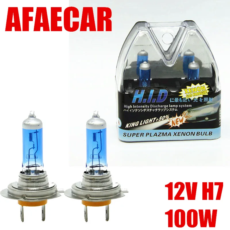 AFAECAR 2 шт. H7 100 Вт супер яркие белые Противотуманные фары галогенная лампа