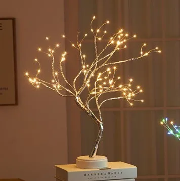 warm white Новое поступление Рождественская елка свет медная проволока настольные лампы Ночник для дома в помещении спальня панель для свадьбы украшения - Цвет: warm white