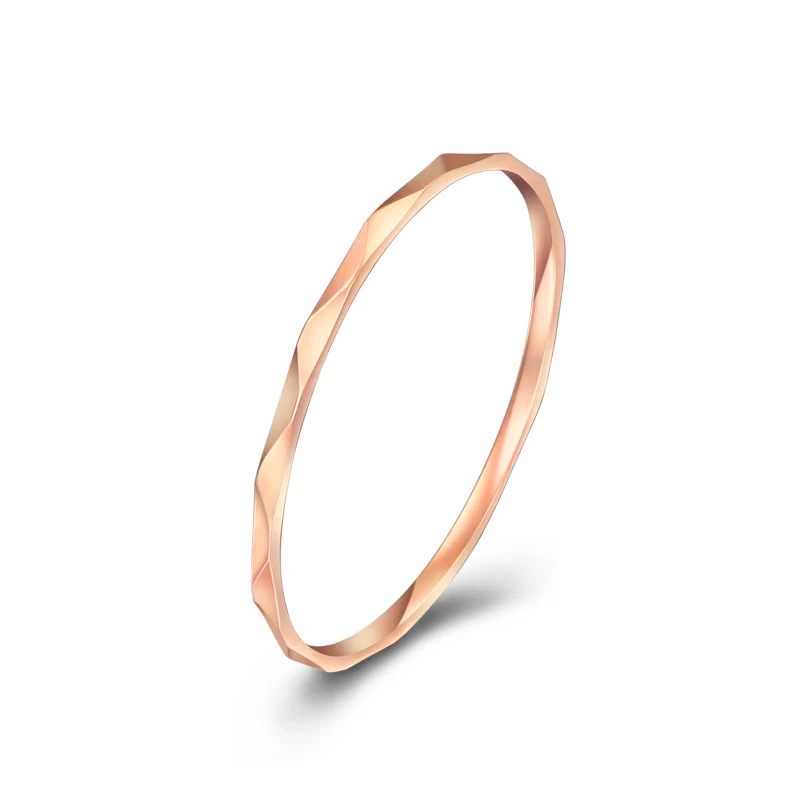 

Solid 18K Rose Gold Ring Women AU750 Gold Shiny Wedding Ring Band