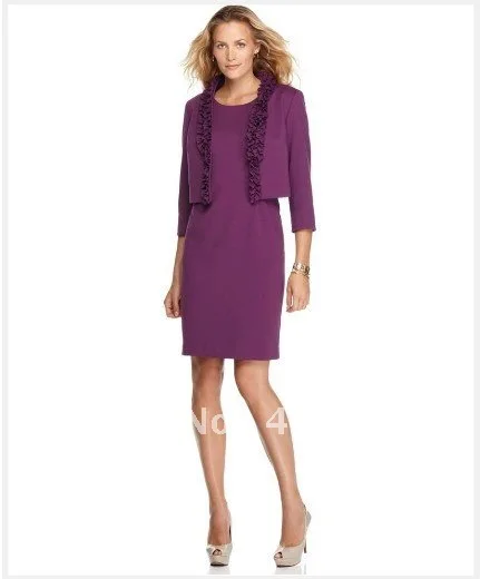 Женщины Костюм Конструктор Раффлед Открыть Куртка & Платье Оболочки Принять