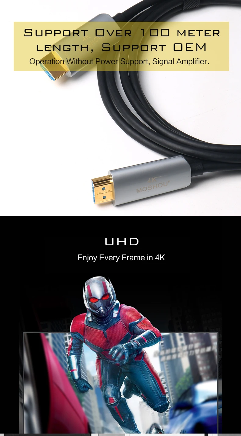 MOSHOU Enthusiast Оптическое волокно HDMI 2,0 кабель HD 4 к кабель 60 ГГц 18Gbs с аудио и Ethernet HDMI шнур без потерь HDMI кабель