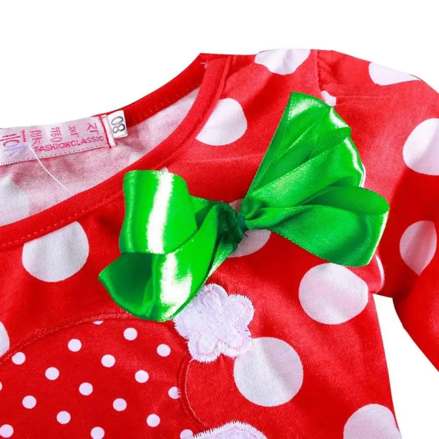 Arloneet Red Color Baby Dresses Lovely Kids Girls New Year Christmas Polka Dot Dress 2017 Hot 2019 OB09 | Детская одежда и обувь