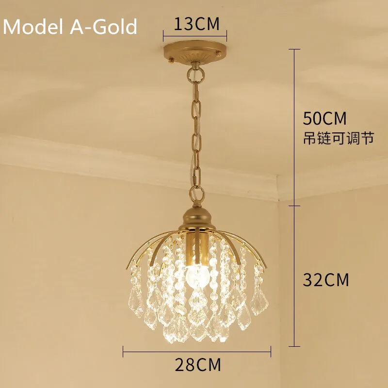Model A- Gold Американская Хрустальная светодиодная люстра, потолочный светильник, винтажные золотые люстры, Подвесная лампа E27, подвесной светильник для спальни, светильник, светильники - Цвет абажура: Model A- Gold