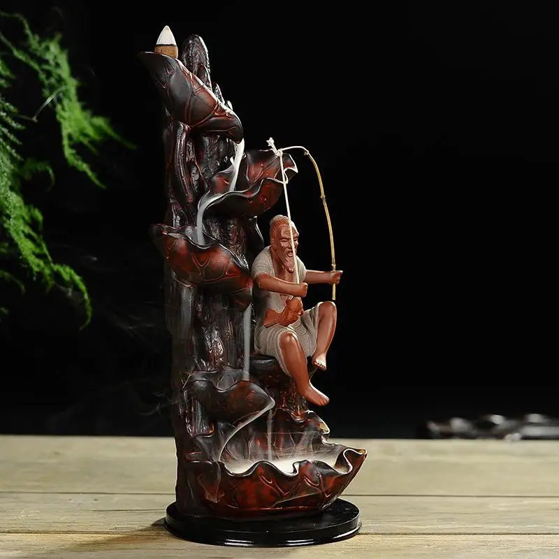 

Цзян Taigong Рыбалка китайский Керамика Ладан дыма водопад лотоса Ладан держатель дома каскада из мультфильма «Холодное сердце» кадильница дл...