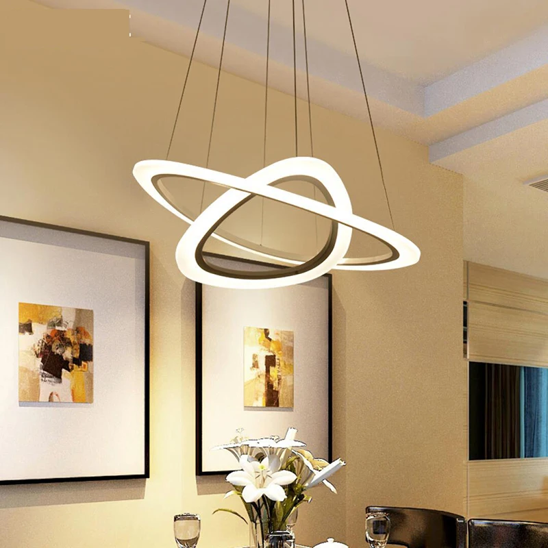 

Modern LED lustre chandelier Luxury Ring Living Room led lamp Arc triangle Hanging Lighting Fixtures Adjustable pendant lamp