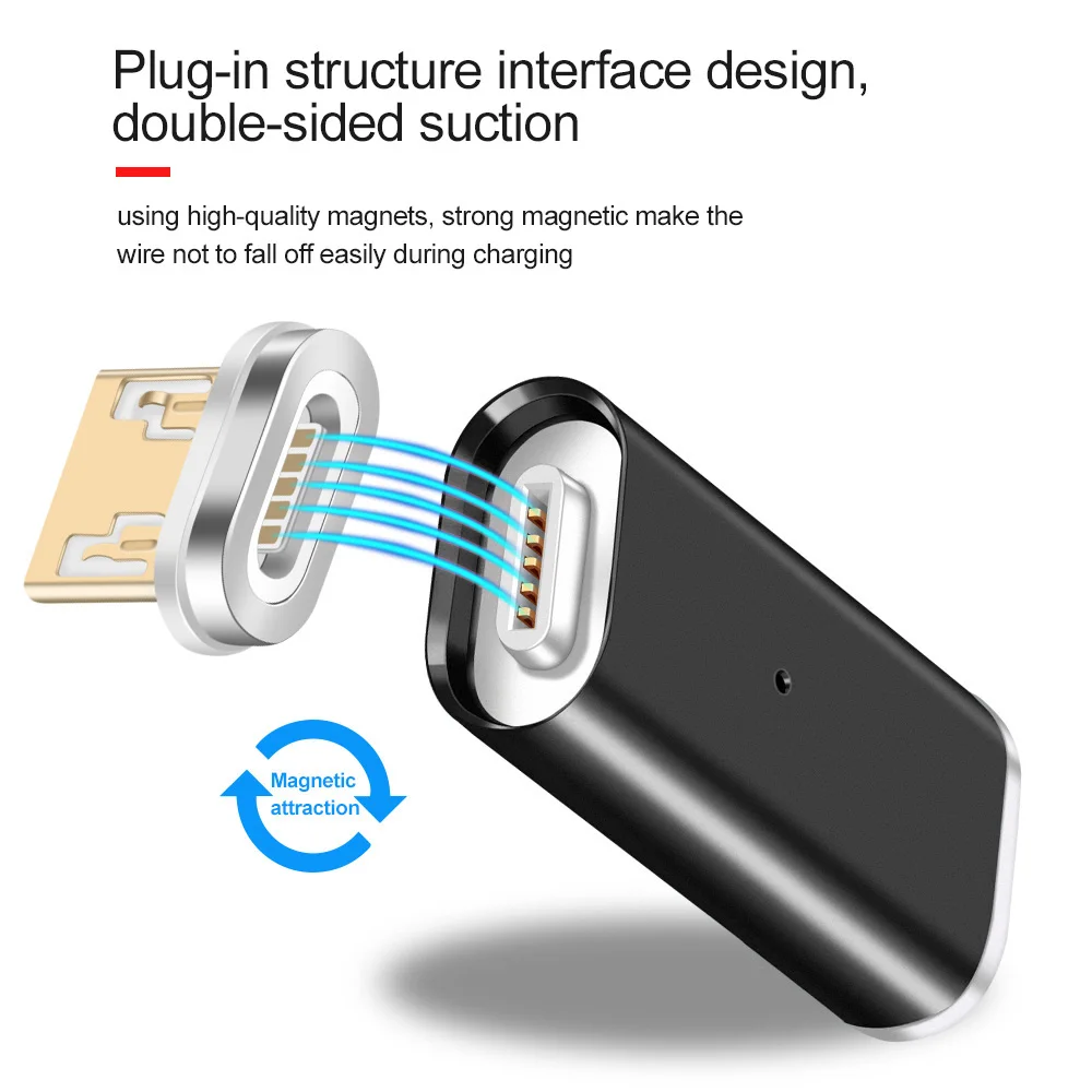 LED Light Magnetic Adapter Transfer Connector Magnetic Micro USB Connector Adapter IOS Android Type-C Magnetic Adapter USB TypeC