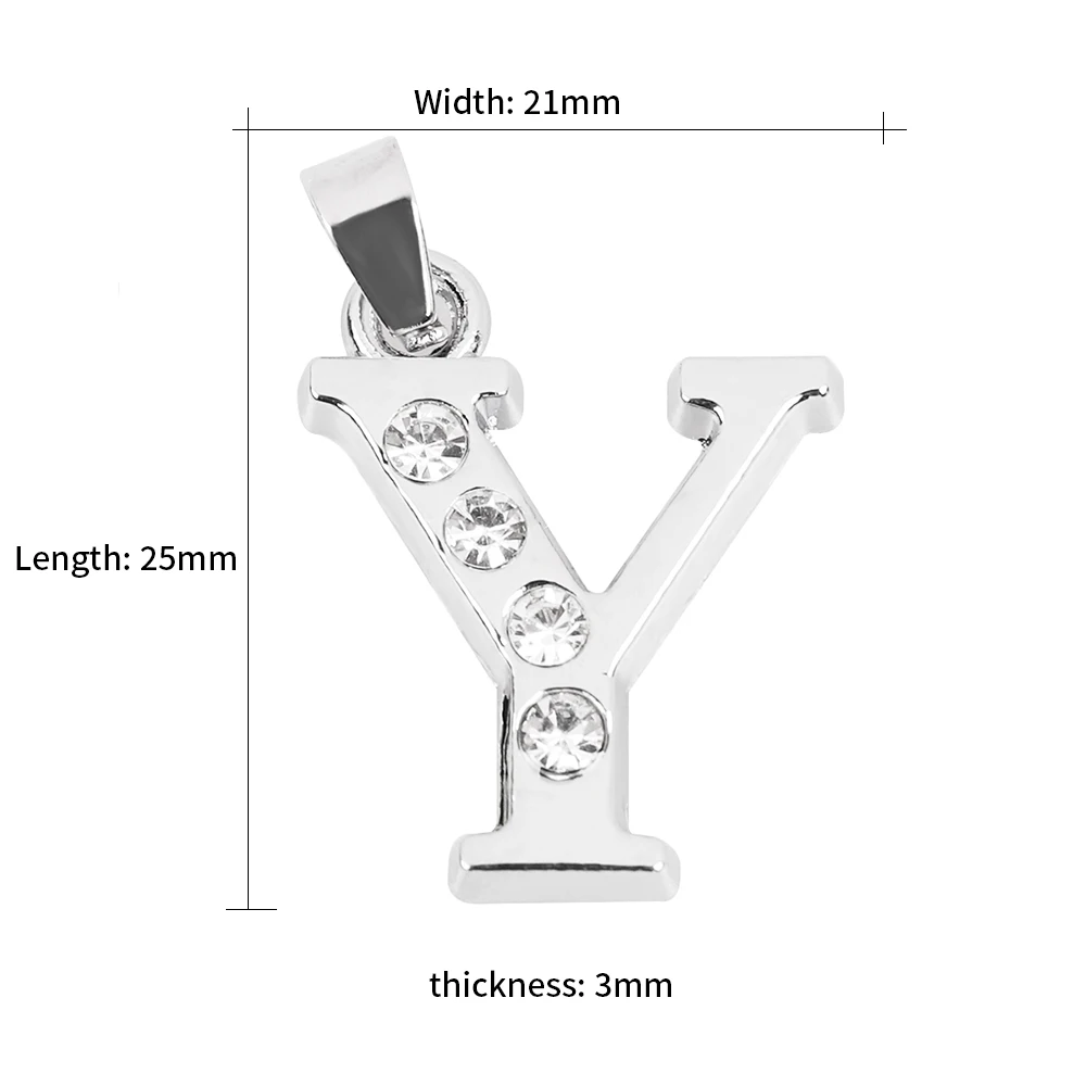 5 Pcs Zircon Initial Alphabet Letter Silver Necklace Personalized Statement Pendant Women Fashion Charms Party Jewelry 25*21mm | Украшения