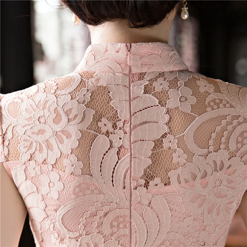 Шанхай история Новое поступление китайский женский колено Leng Cheongsam мода короткий стиль лето Qipao кружевное платье Vestidos