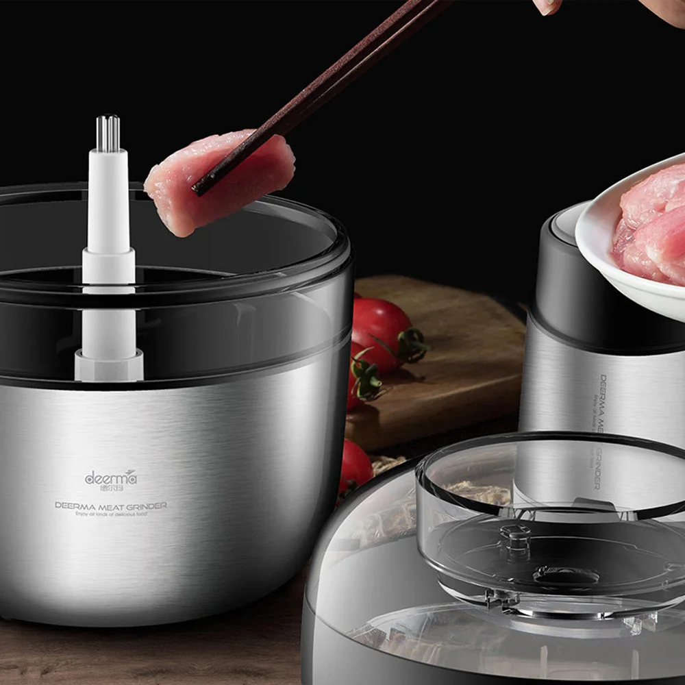 Xiaomi Deerma нержавеющая сталь электрическая мясорубка овощи фрукты 1.8L тройной ударопрочный низкий шум защита безопасности