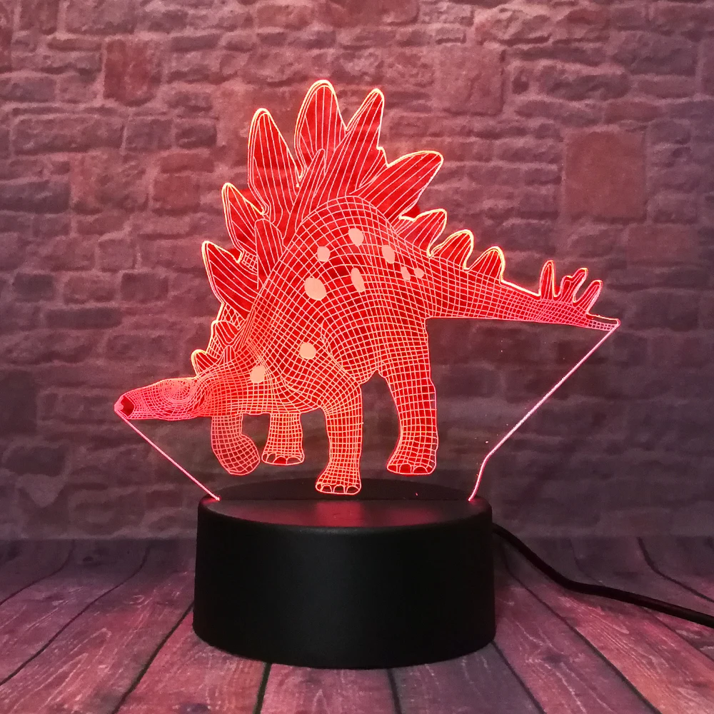 Креативная забавная 3D визуальная светодиодная Ночная лампа в форме динозавра
