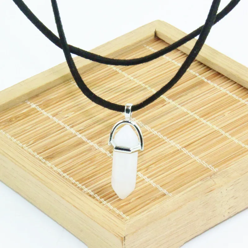 Чокер из натуральной кожи Бохо слоев модное Кристальное ожерелье камень кулон