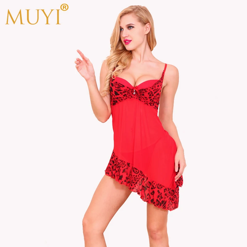 Женское нижнее белье сексуальная ночная сорочка леопардовая рубашка размера