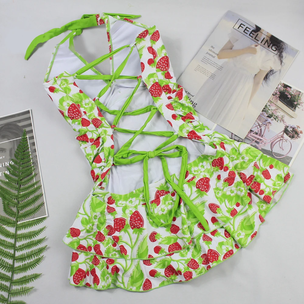 MUOLUX 2019 Ретро стиль бант пуш ап купальник юбка для женщин цельный с рюшами