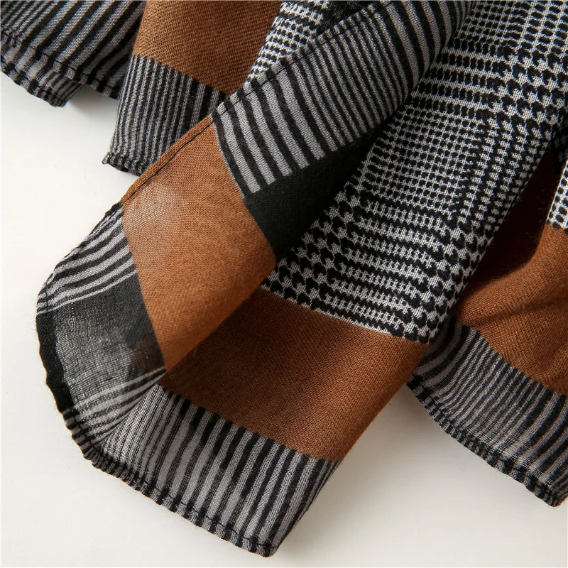 New Design Plaid Striped Viscose Shawl Scarf Women High Quality Printe Pashmina Stole Bufandas Mujer Muslim Hijab 180*90Cm